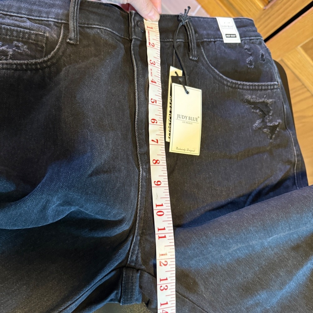 Women's Black Distressed Jeans, 90s Straight Leg - Picture 8 of 11